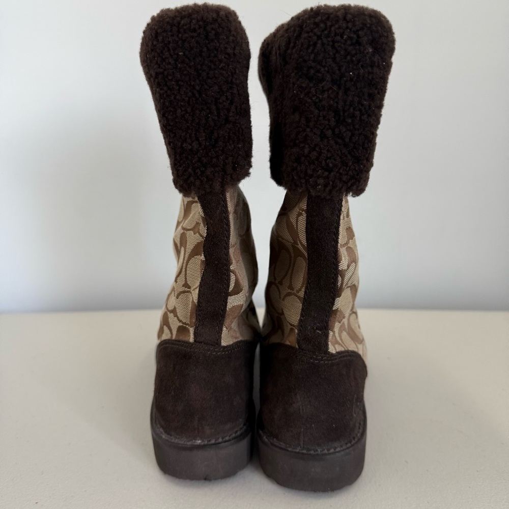 Coach Kally Signature Logo‎ Canva & Suede Boots Women Size 8.5B - Picture 3 of 16